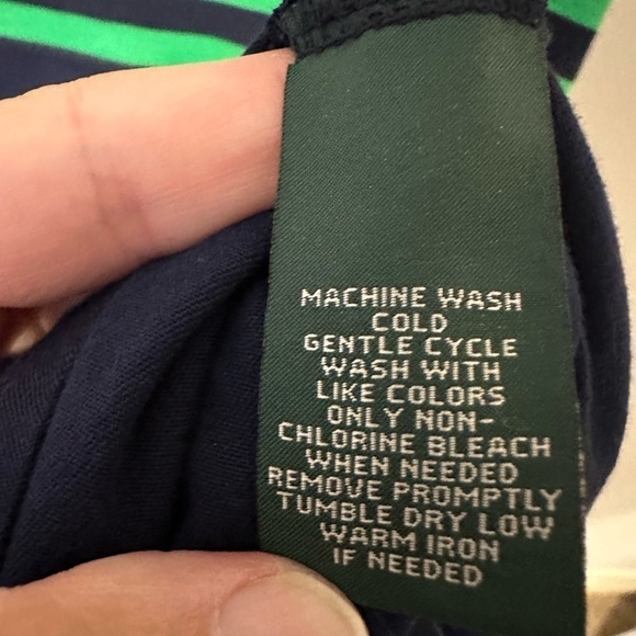 LAUREN JEANS RALPH LAUREN NAVY/GREEN STRIPED DRESS PM Preppy Holiday - Picture 6 of 6